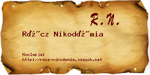 Rácz Nikodémia névjegykártya