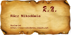 Rácz Nikodémia névjegykártya